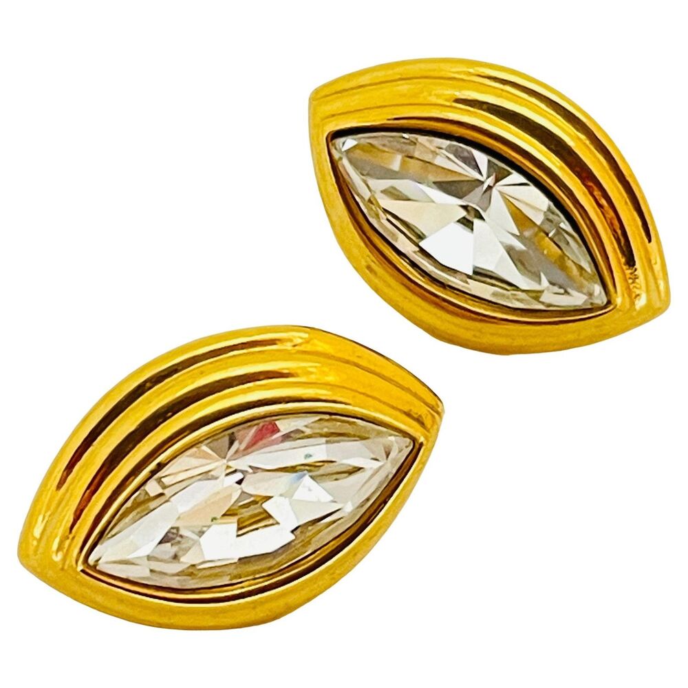 MONET signed gold glass designer earrings